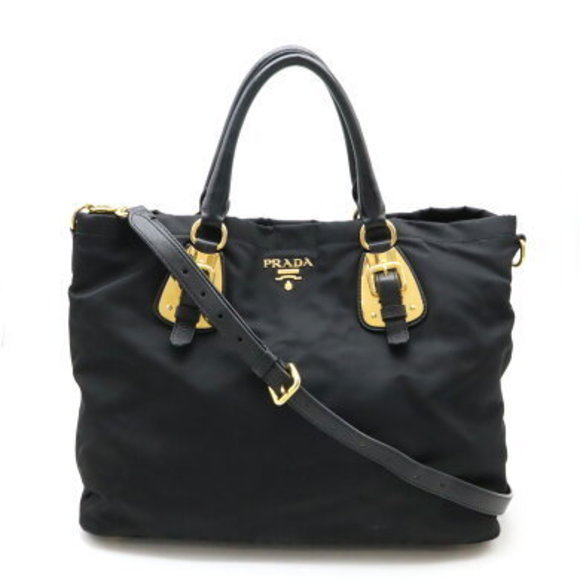 Prada Shoulder Bag Nylon Leather Black - Picture 1 of 8